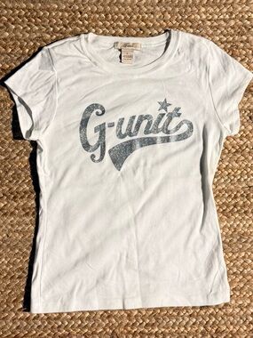 G-UNIT White Graphic Tee with Silver Logo